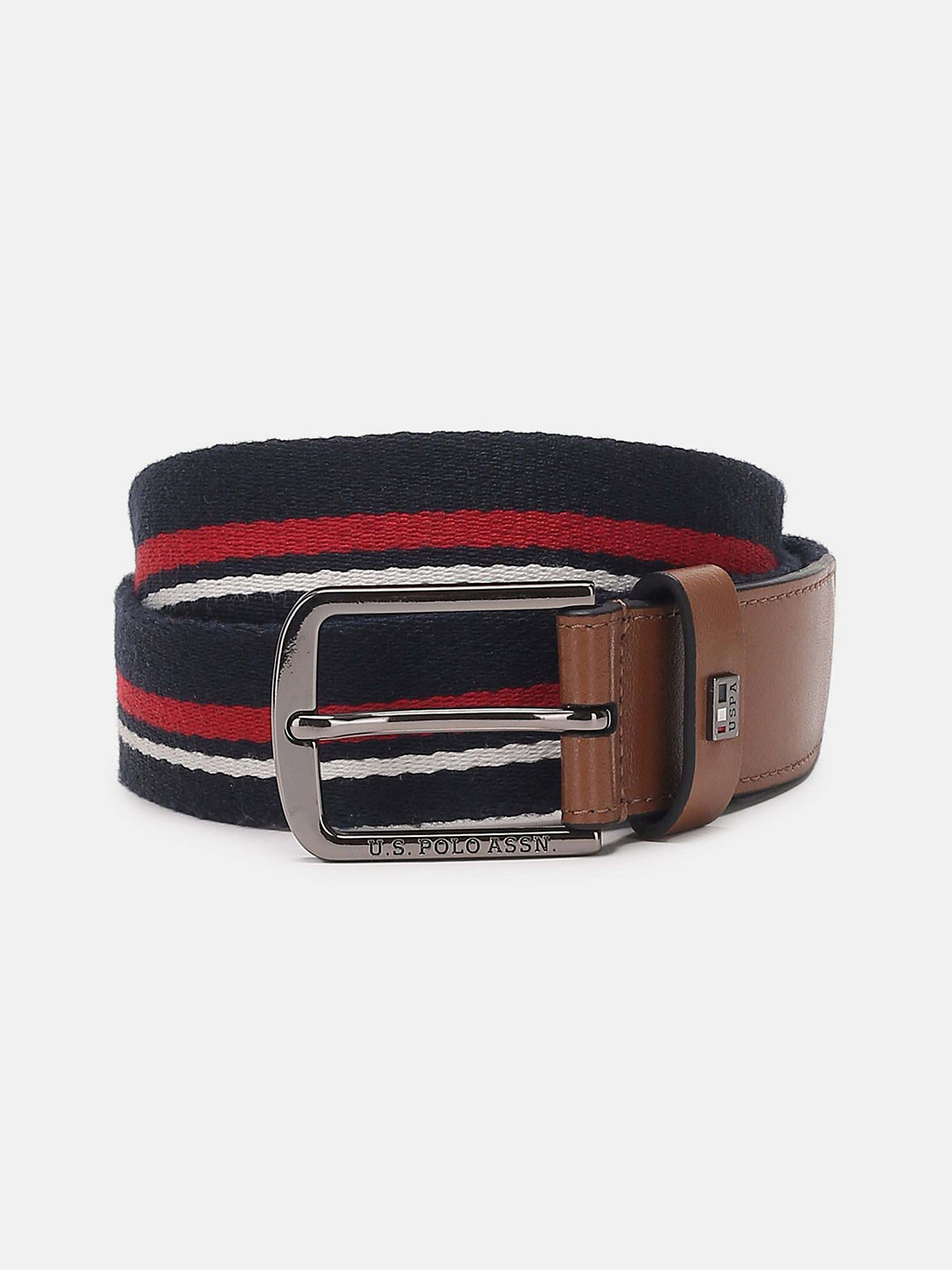 

U.S. Polo Assn. Men Striped Knit Belt, Brown