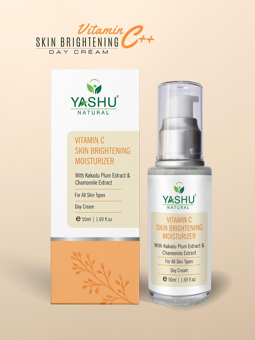 

YASHU Vitamin C Skin Brightening Face Moisturizer with Kakadu Plum - 50 ml, Orange