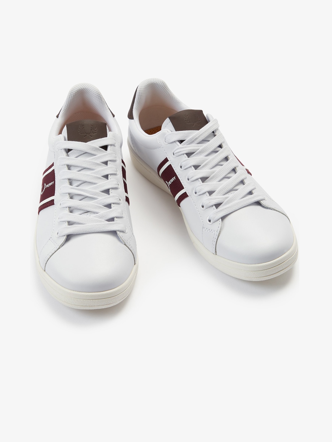 

Fred Perry Men Striped Leather Sneakers, White
