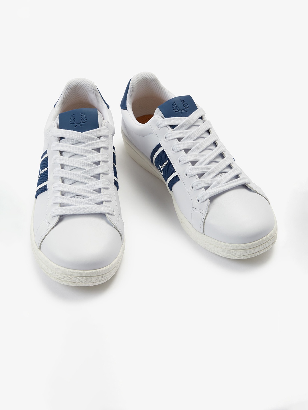 

Fred Perry Men Striped Leather Sneakers, White