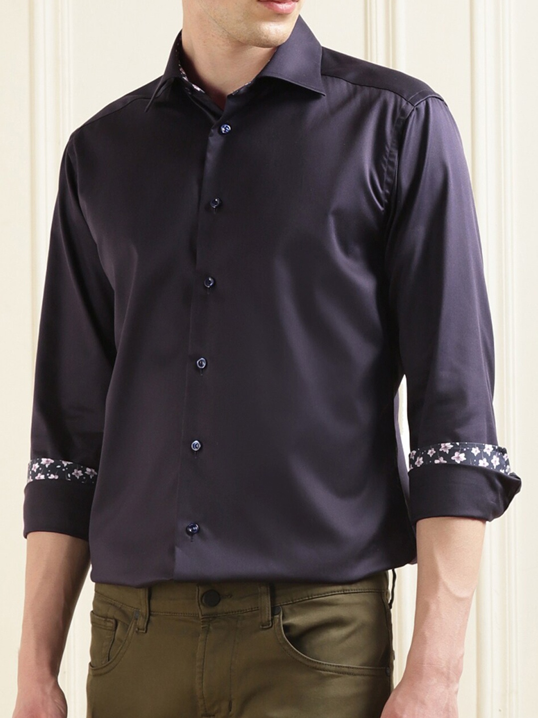 

Eton Spread Collar Pure Cotton Casual Shirt, Navy blue