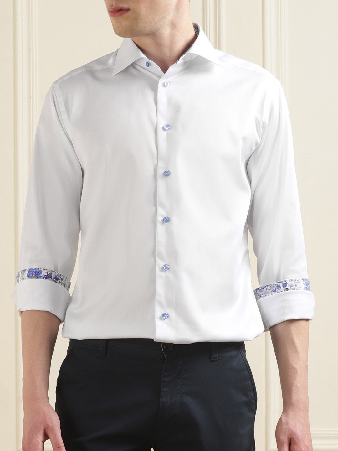 

Eton Cutaway Collar Long Sleeves Pure Cotton Casual Shirt, White