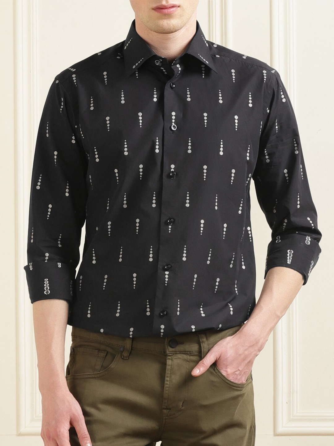 

Eton Conversational Printed Long Sleeves Pure Cotton Casual Shirt, Black