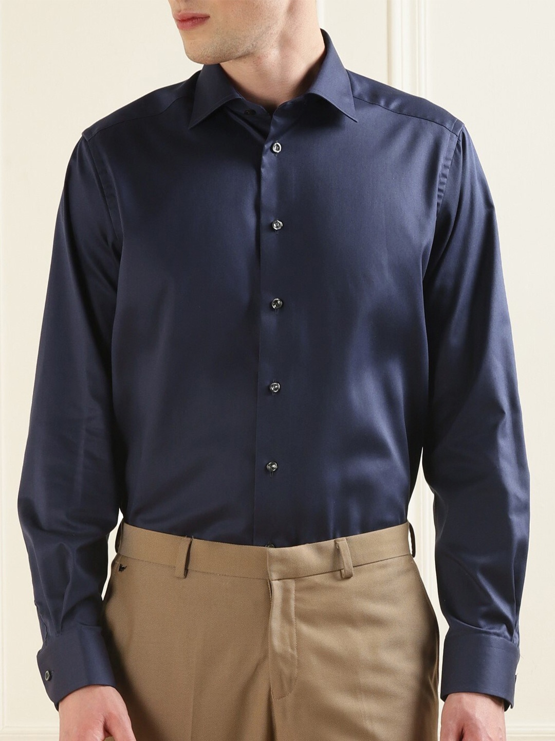 

Eton Spread Collar Cotton Casual Shirt, Navy blue