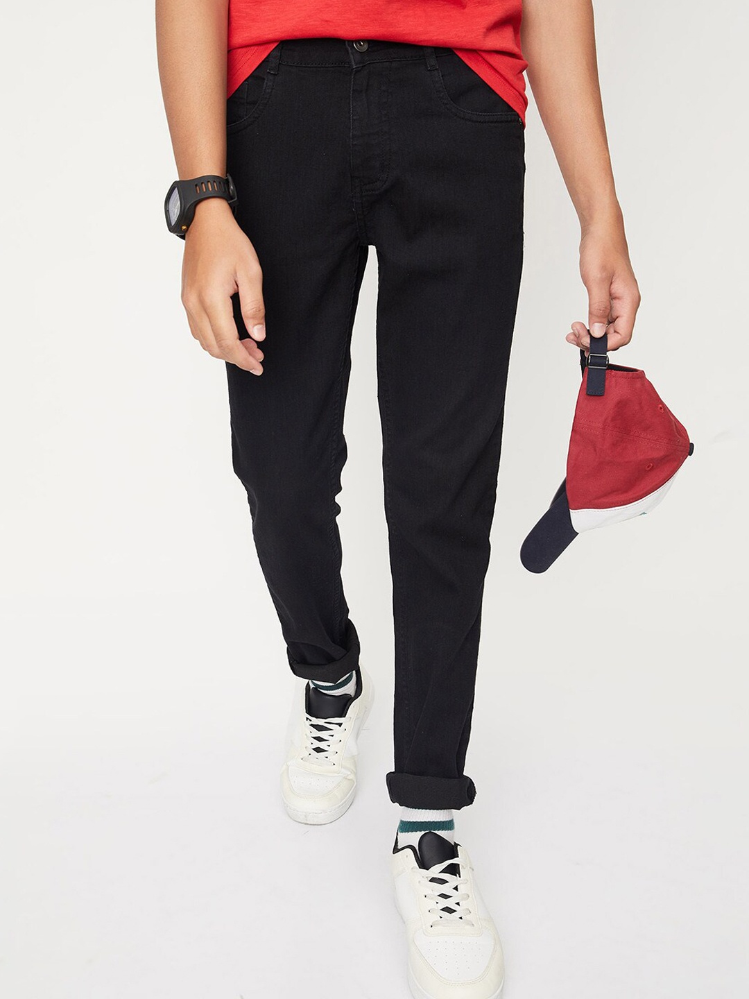 

max Boys Regular Fit Mid-Rise Jeans, Black