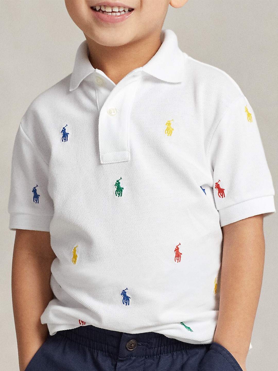 

Polo Ralph Lauren Boys Brand Logo Embroidered Polo Collar Pure Cotton T-Shirt, White