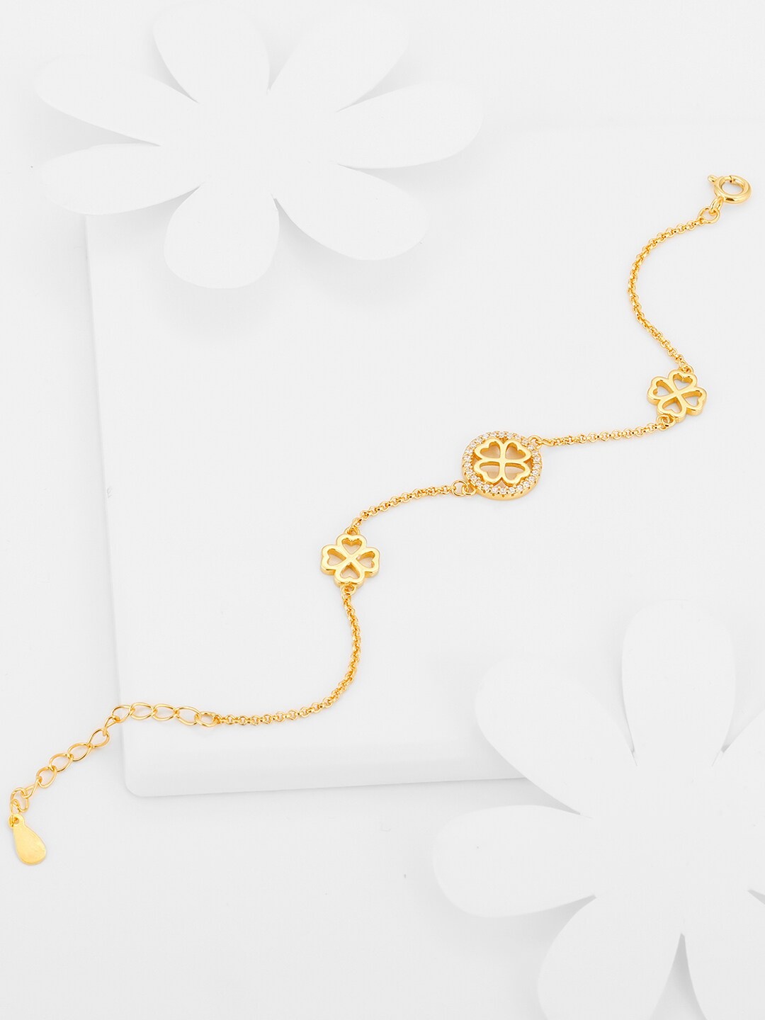 

GIVA Women Sterling Silver Cubic Zirconia Gold-Plated Charm Bracelet