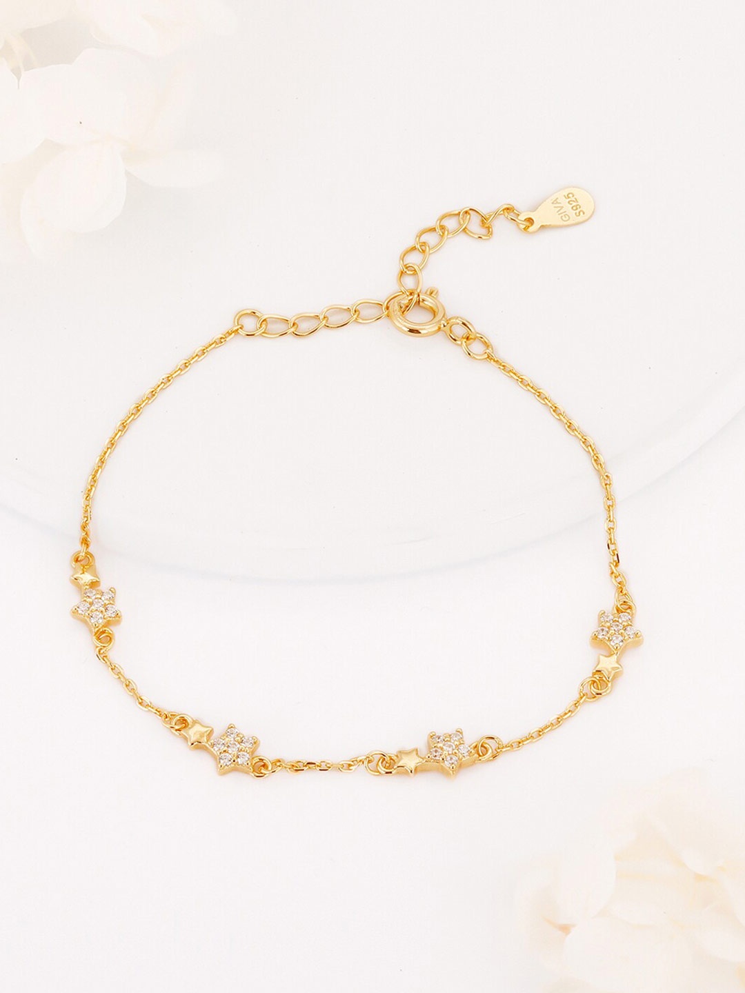 

GIVA Women Sterling Silver Cubic Zirconia Gold-Plated Link Bracelet
