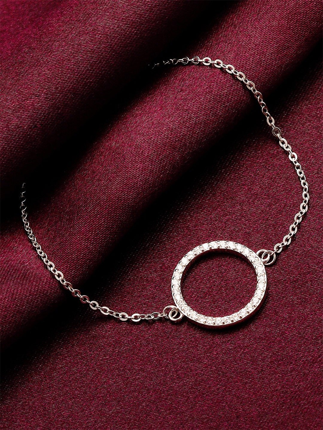 

GIVA Women Sterling Silver Cubic Zirconia Rhodium-Plated Link Bracelet