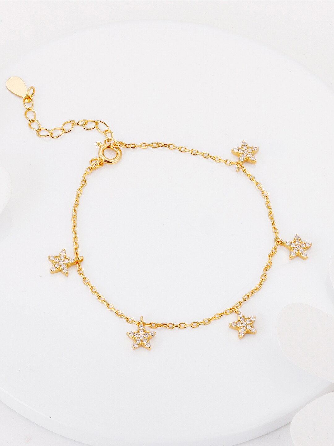 

GIVA Women Sterling Silver Cubic Zirconia Gold-Plated Link Bracelet