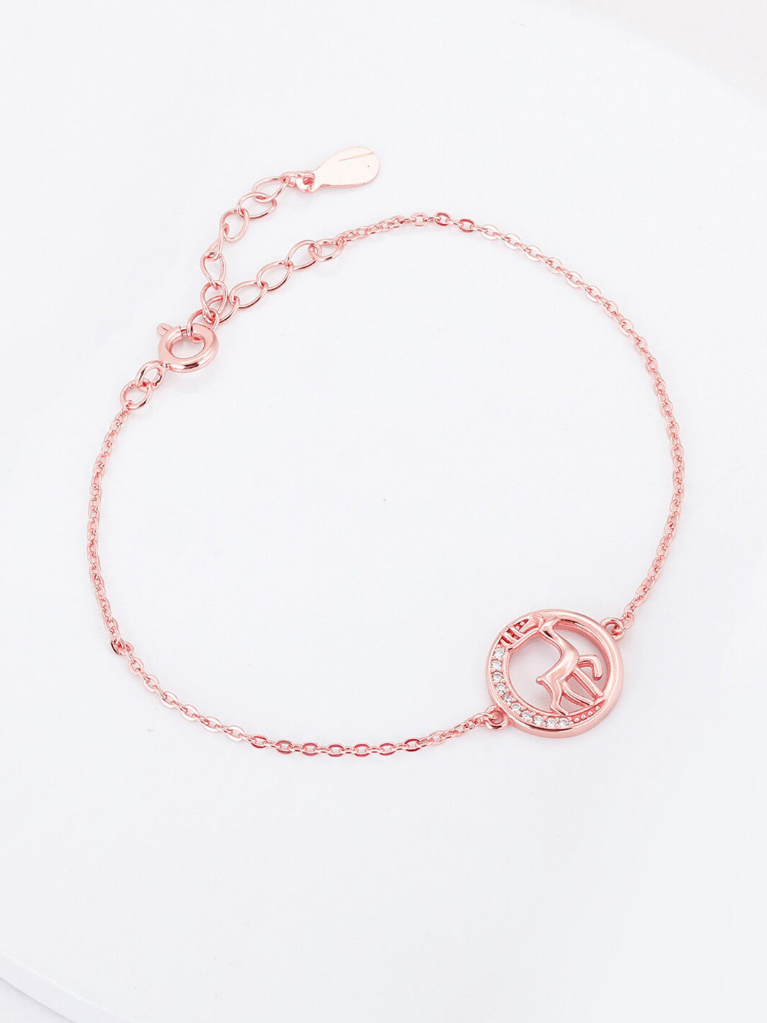 

GIVA Women Sterling Silver Cubic Zirconia Rose Gold-Plated Link Bracelet