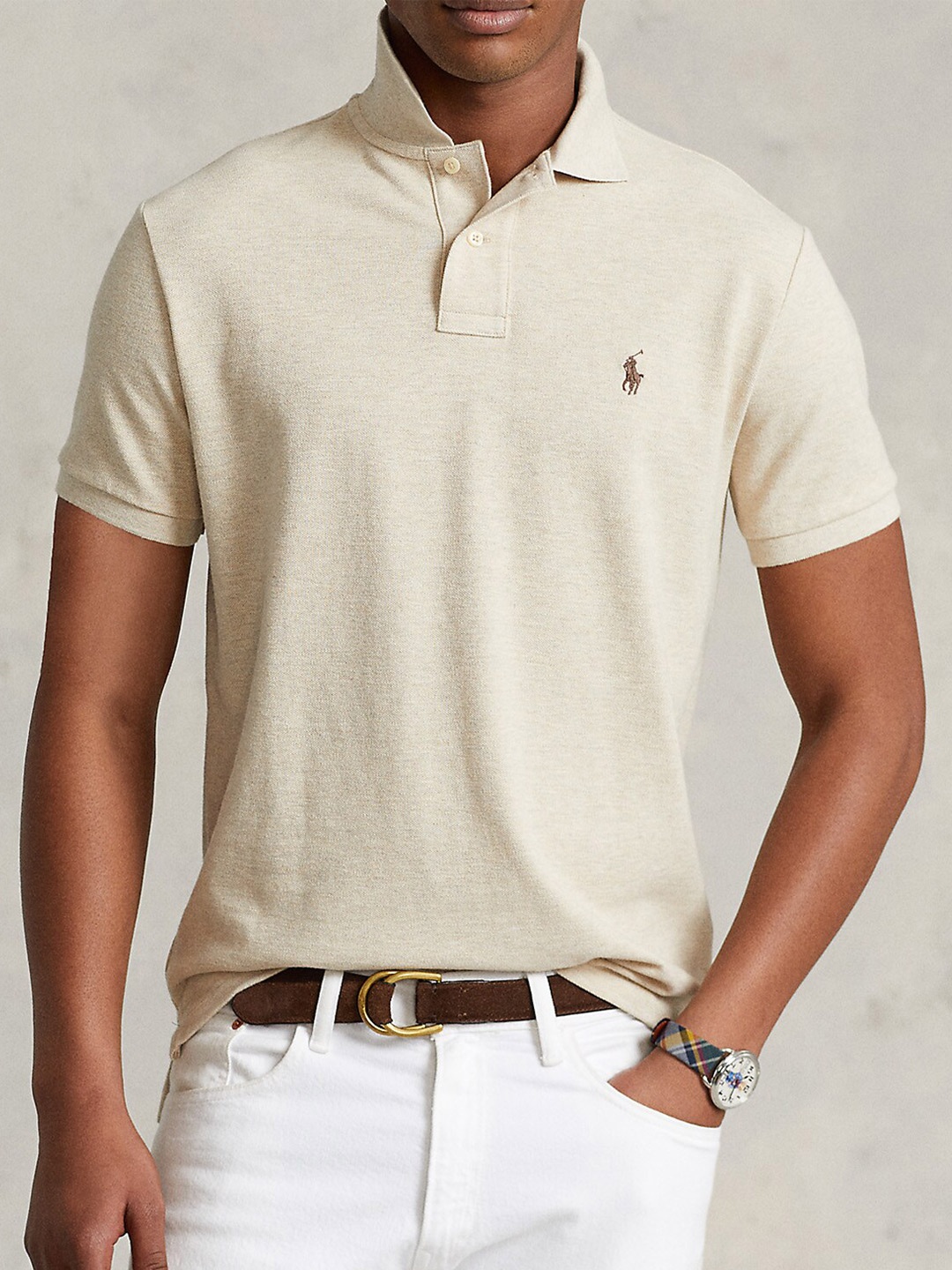 

Polo Ralph Lauren Slim-Fit Polo Collar Pure Cotton T-Shirt, Cream