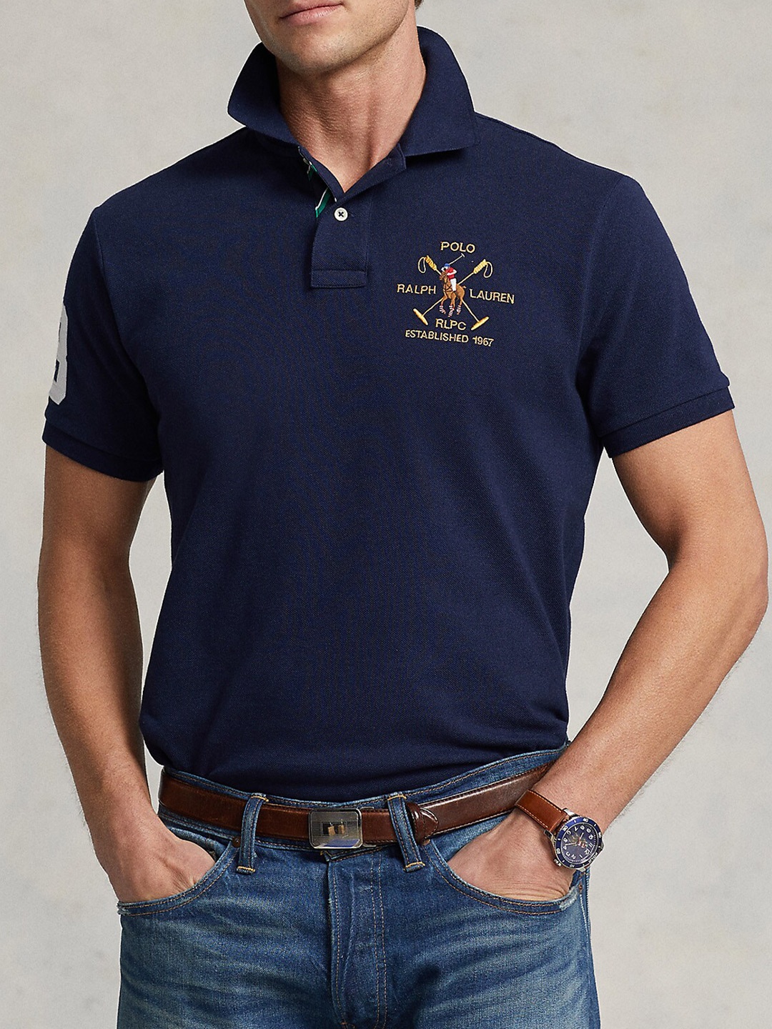 

Polo Ralph Lauren Polo Collar Pure Cotton T-Shirt, Navy blue