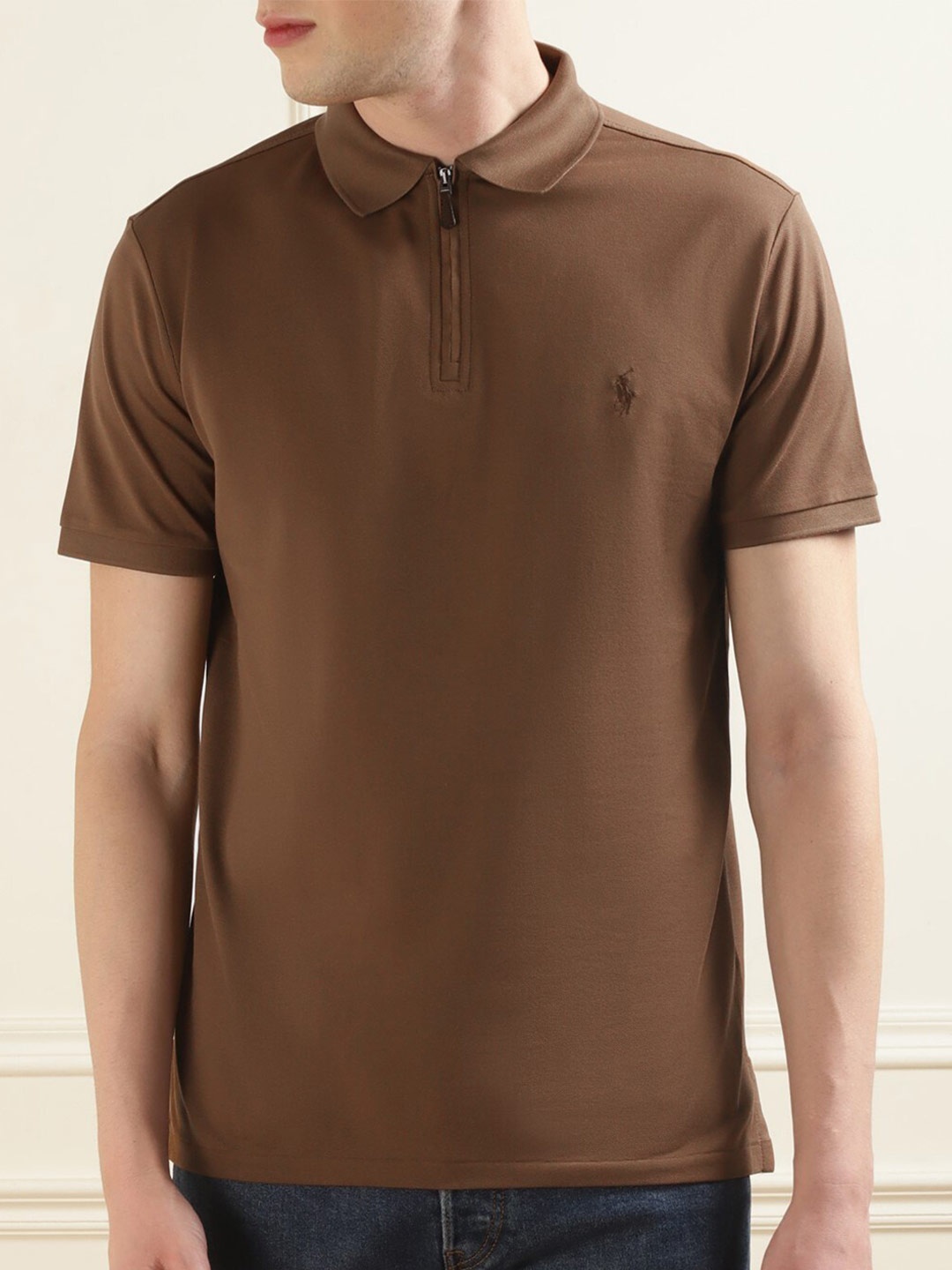 

Polo Ralph Lauren Brand Logo Embroidered Pure Cotton Custom Polo T-Shirt, Brown