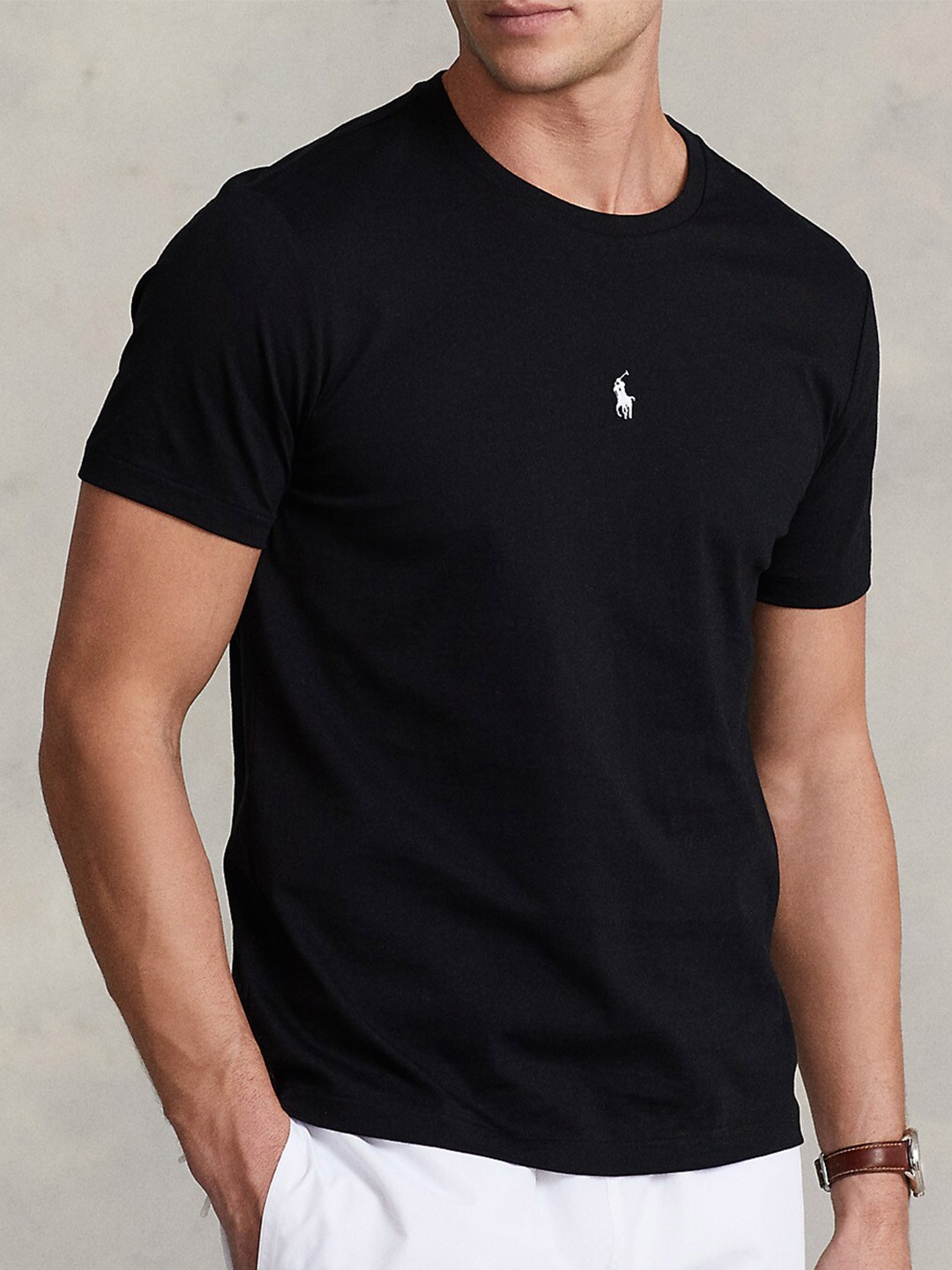 

Polo Ralph Lauren Round Neck Pure Cotton T-Shirt, Black