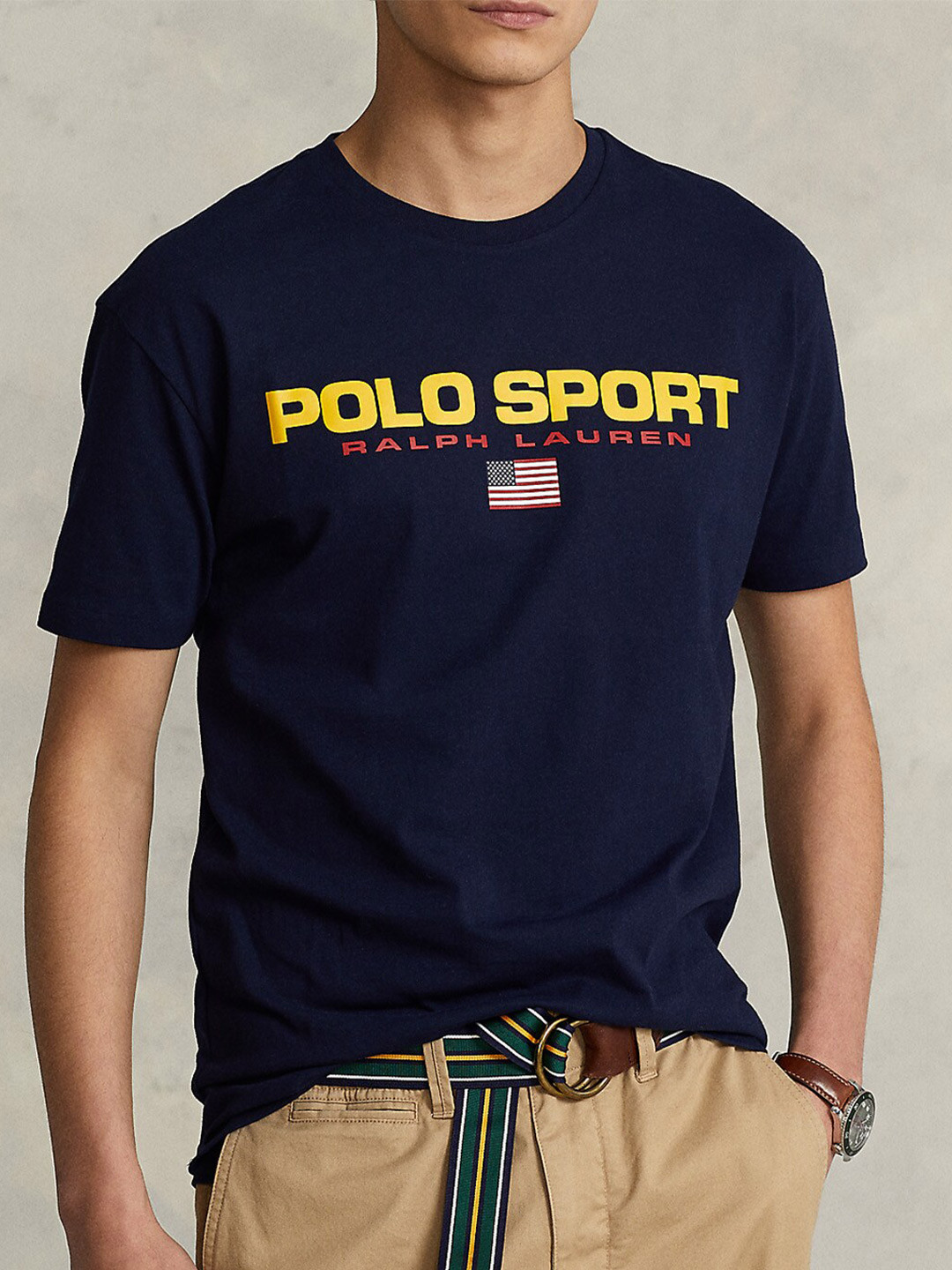 

Polo Ralph Lauren Brand Logo Printed Pure Cotton Sport Jersey T-Shirt, Navy blue