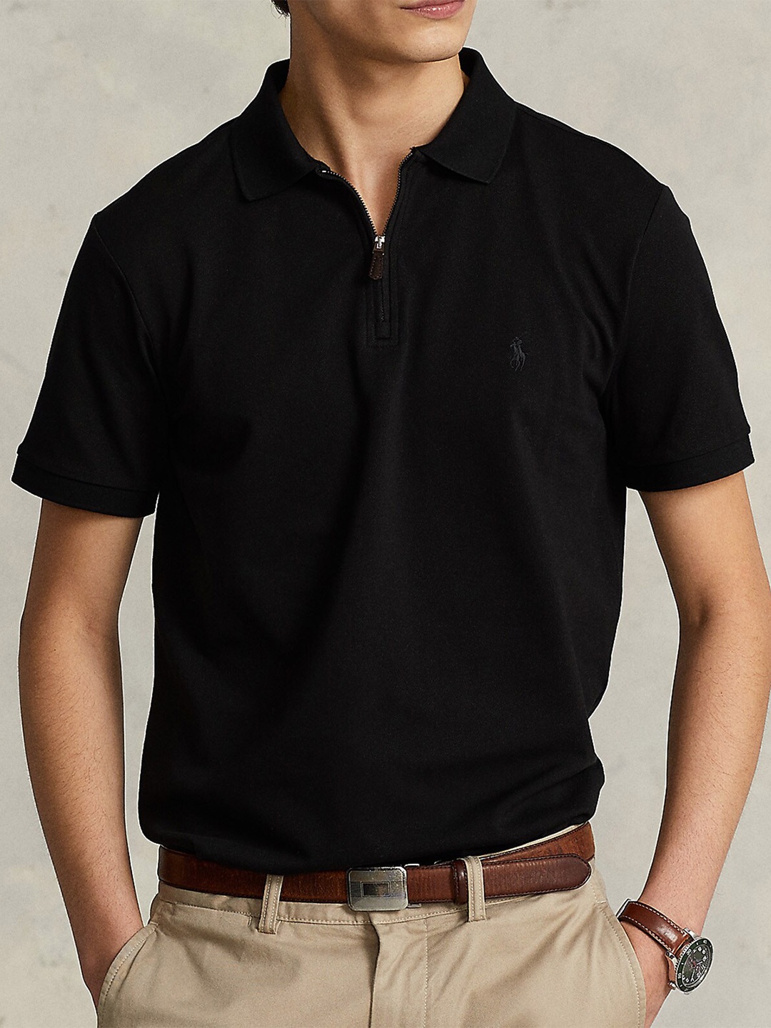 

Polo Ralph Lauren Polo Collar Pure Cotton T-Shirt, Black