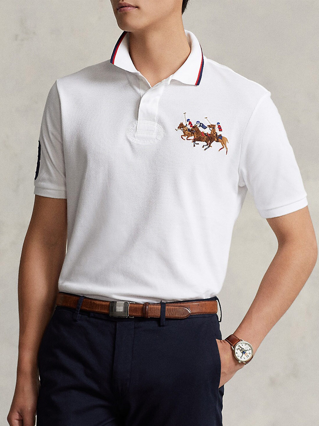 

Polo Ralph Lauren Embroidered Pure Cotton Custom Polo T-Shirt, White
