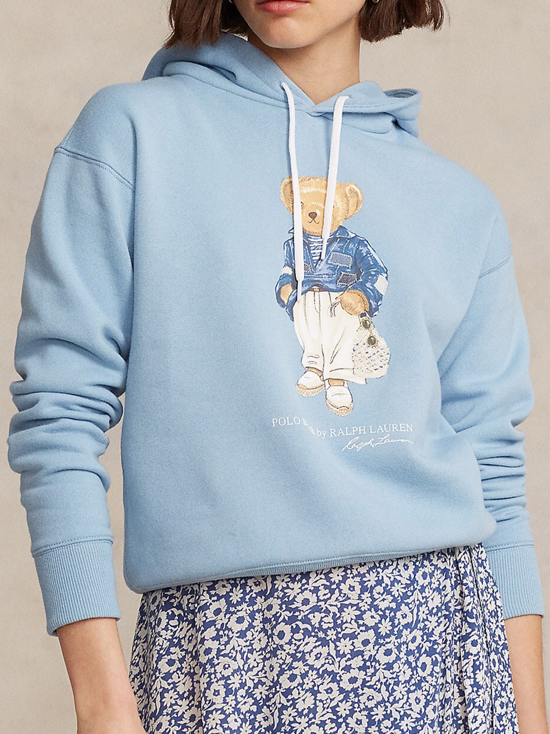 

Polo Ralph Lauren Polo Bear-Printed Pure-Cotton Fleece Hoodie Sweatshirt, Blue
