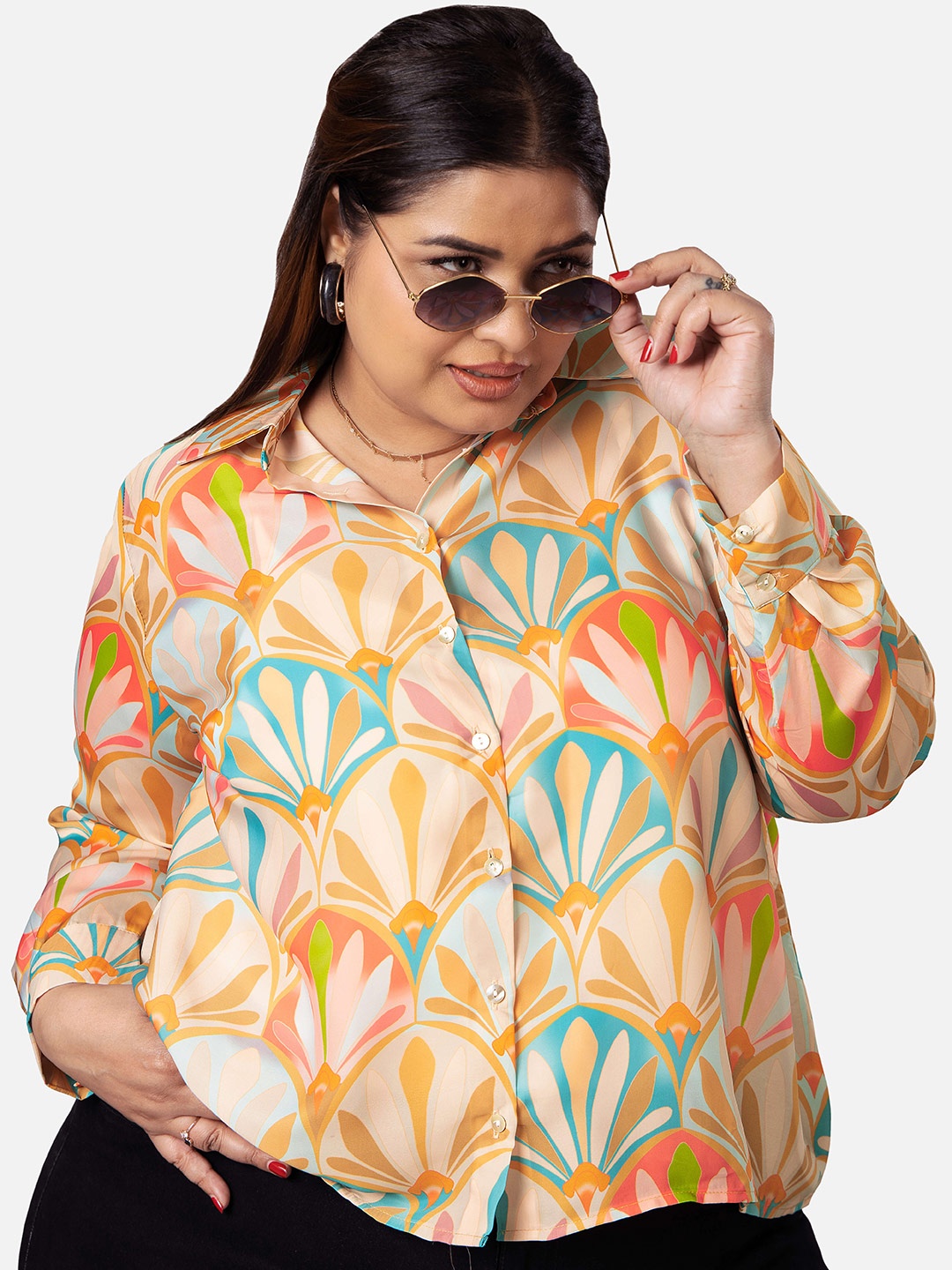 

NEOFAA Women Yellow Floral Opaque Printed Casual Shirt