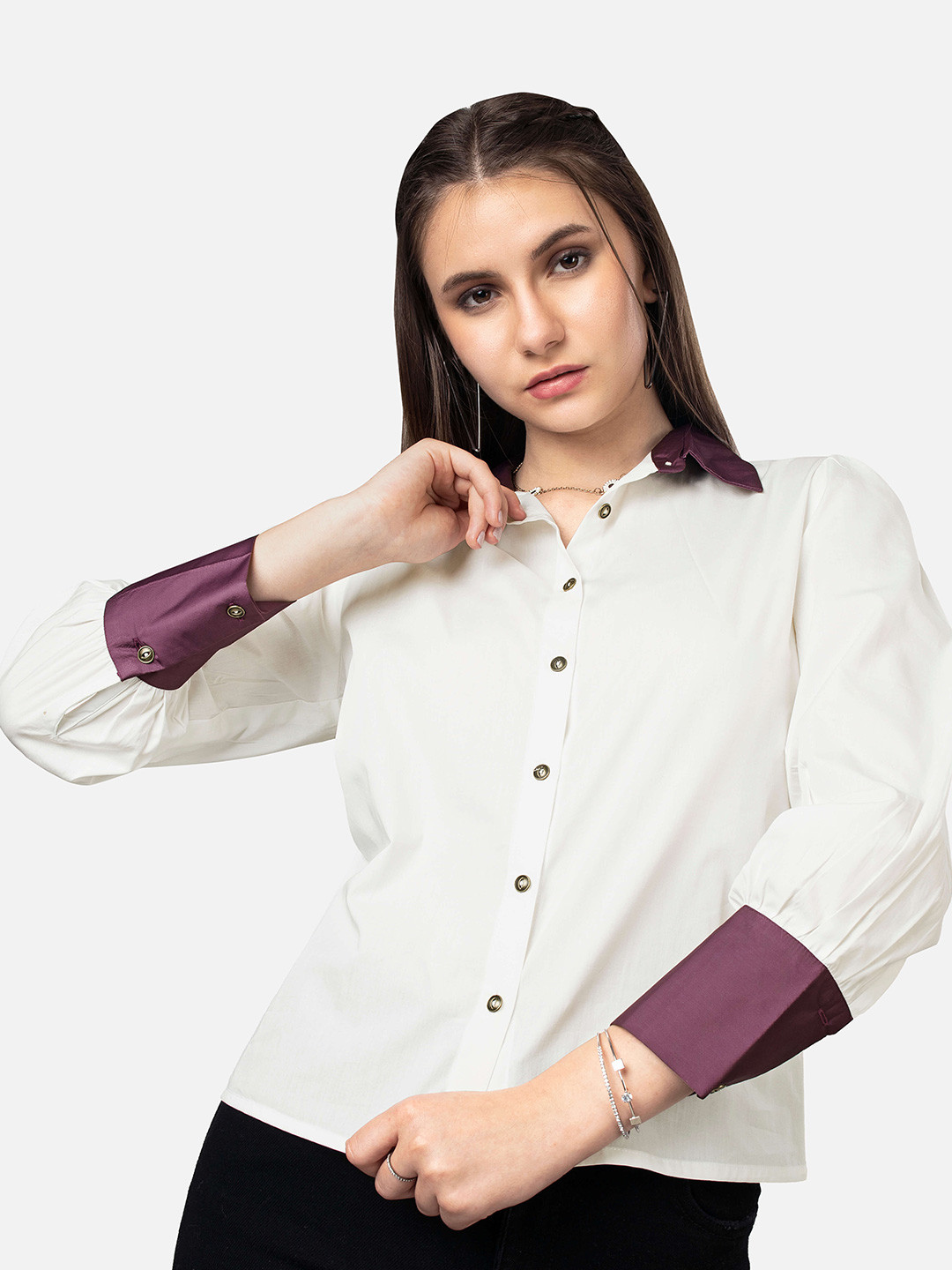 

NEOFAA Women White Opaque Casual Shirt