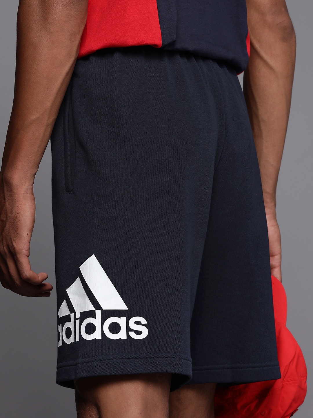 

ADIDAS Men Brand Logo Printed Sports Shorts, Navy blue