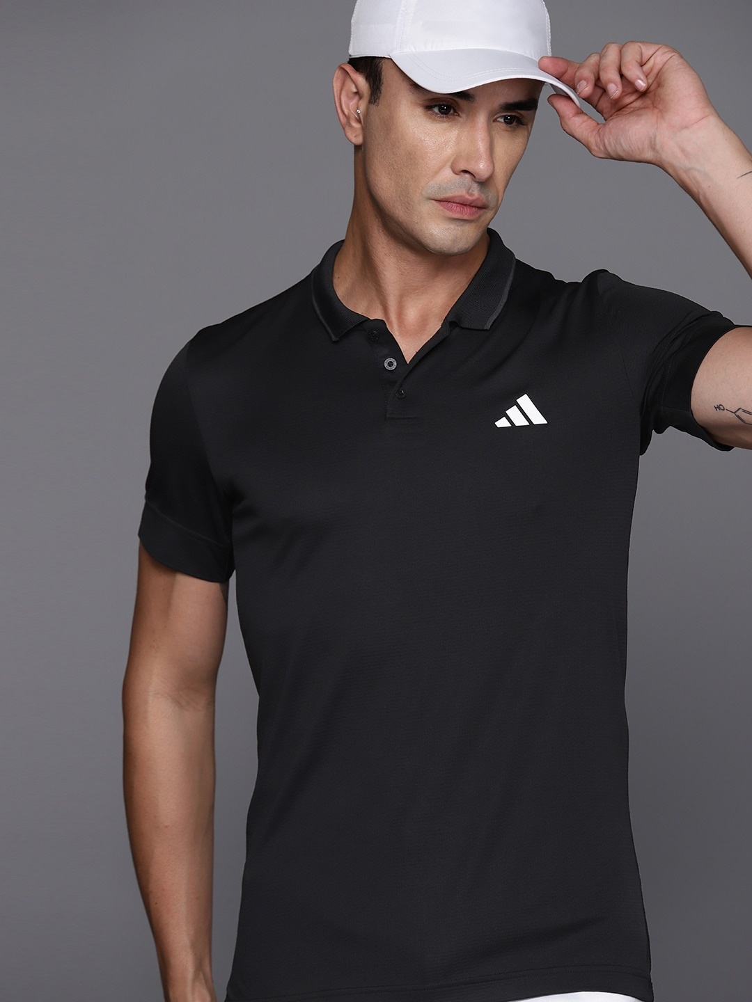 

ADIDAS HEAT.RDY Polo Collar Slim Fit Tennis T-shirt, Black