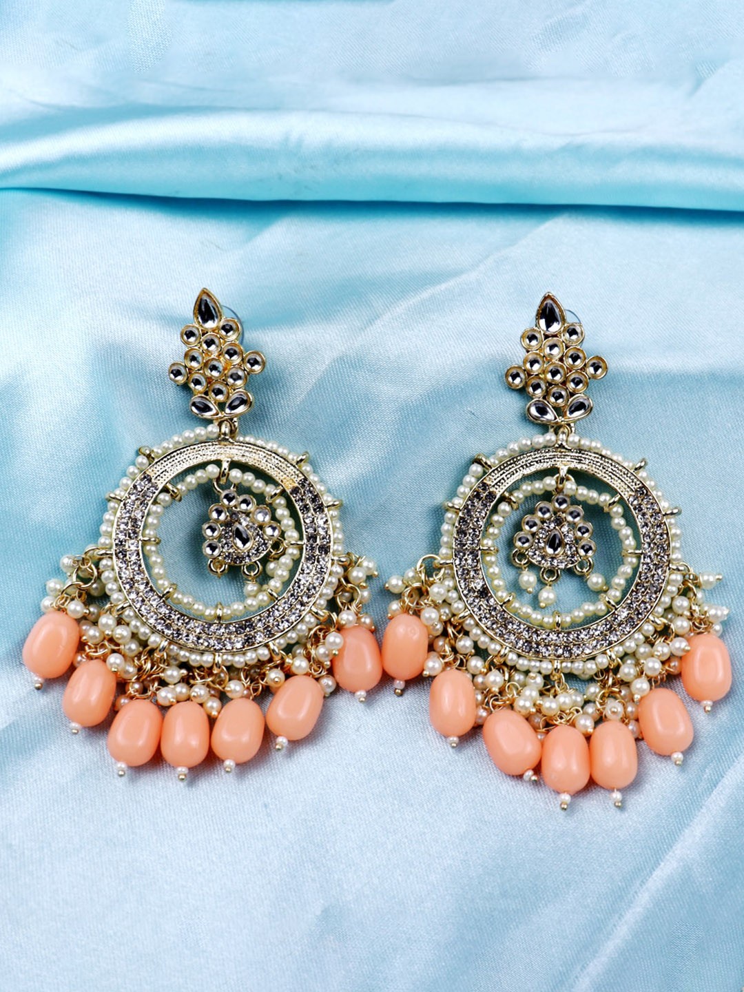 

VAGHBHATT Gold-Plated Circular Chandbalis Earrings, Orange
