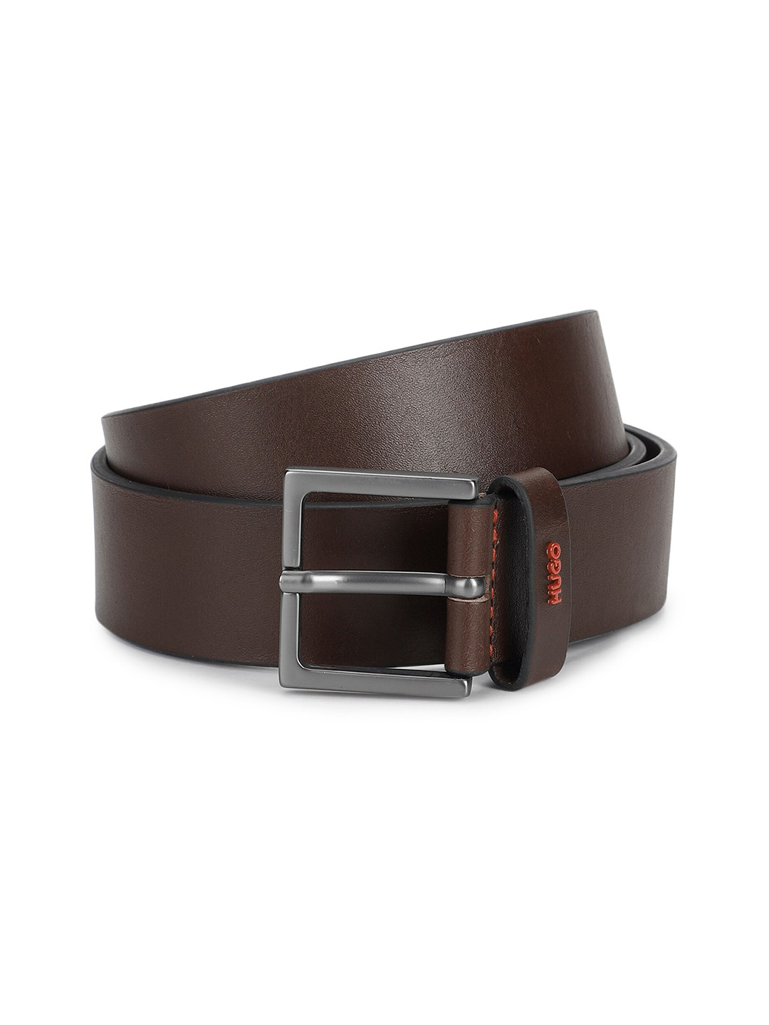 

HUGO Men Leather Wide Belt, Brown
