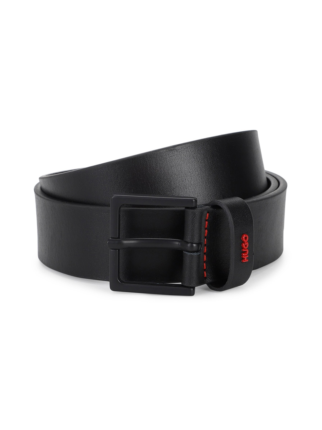 

HUGO Men Leather Wide Belt, Black