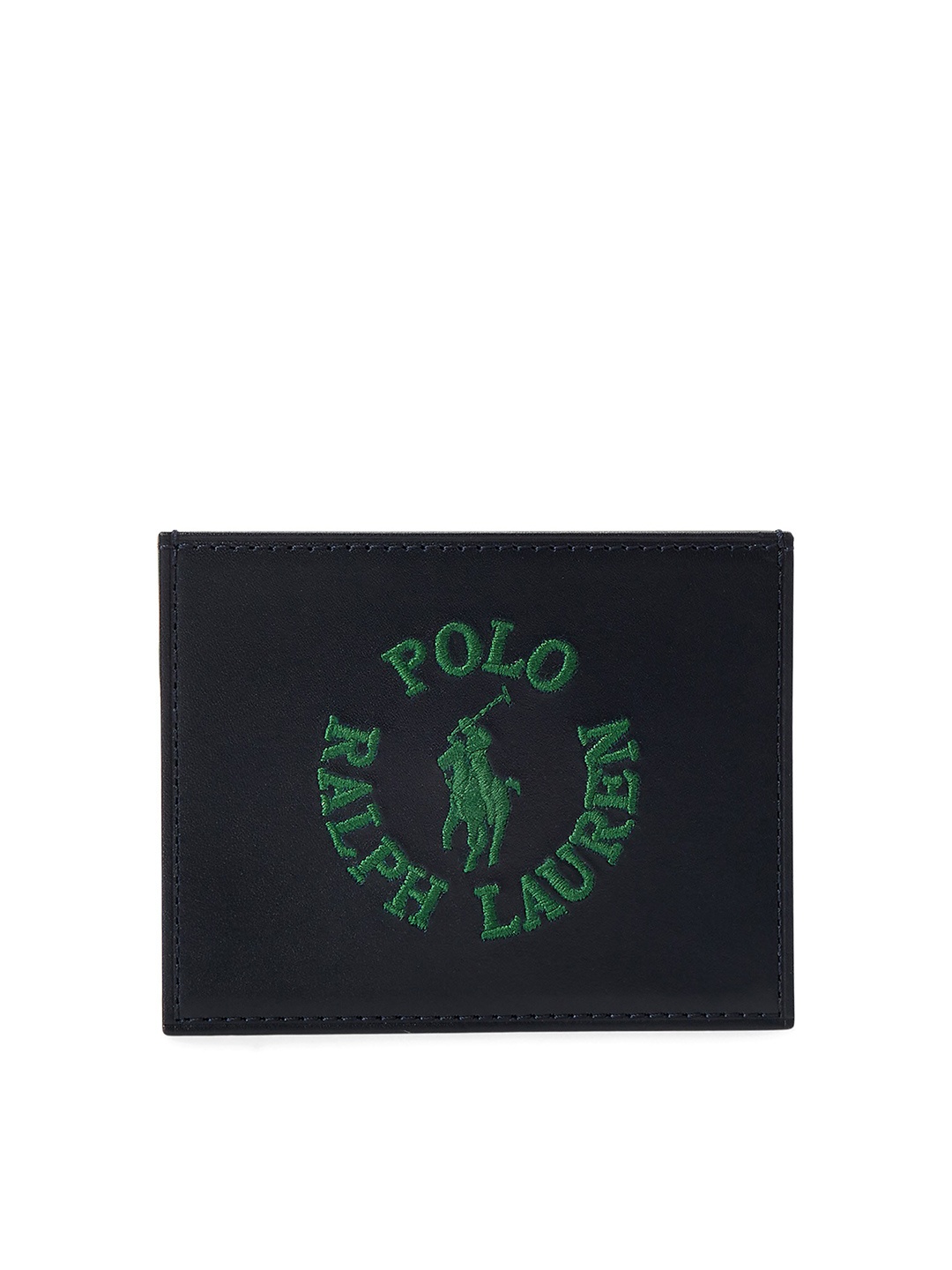 

Polo Ralph Lauren Men Brand Logo Embroidered Nappa Leather Card Case, Navy blue