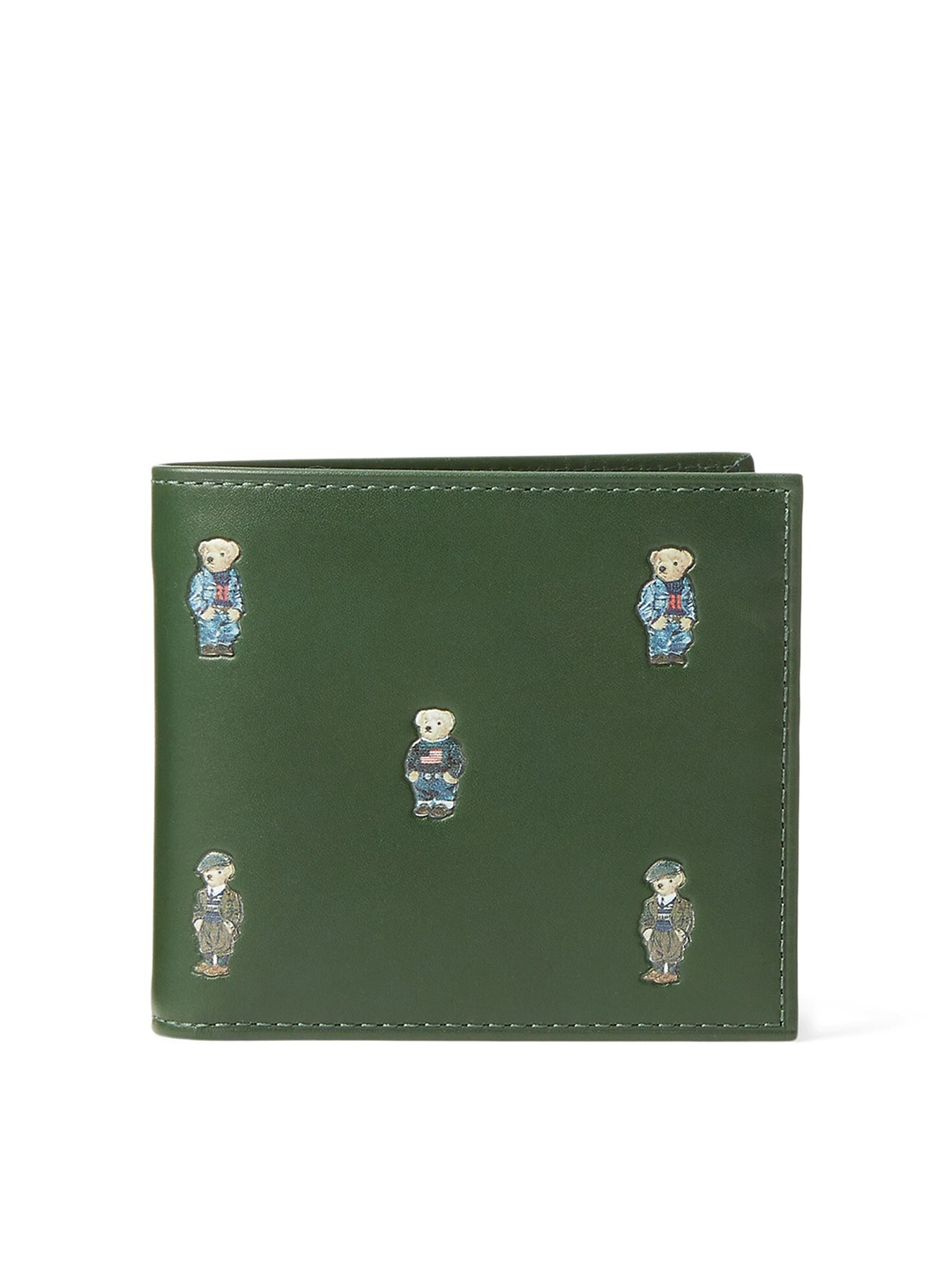 

Polo Ralph Lauren Men Polo Bear Printed Leather Billfold Wallet, Green