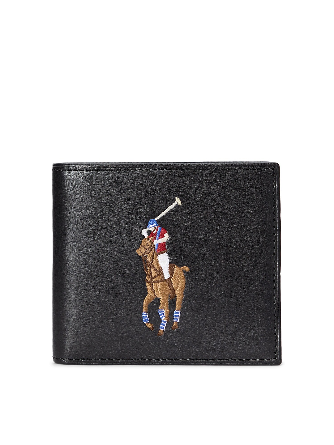 

Polo Ralph Lauren Men Pony Logo Printed Leather Bi-Fold Wallet, Black