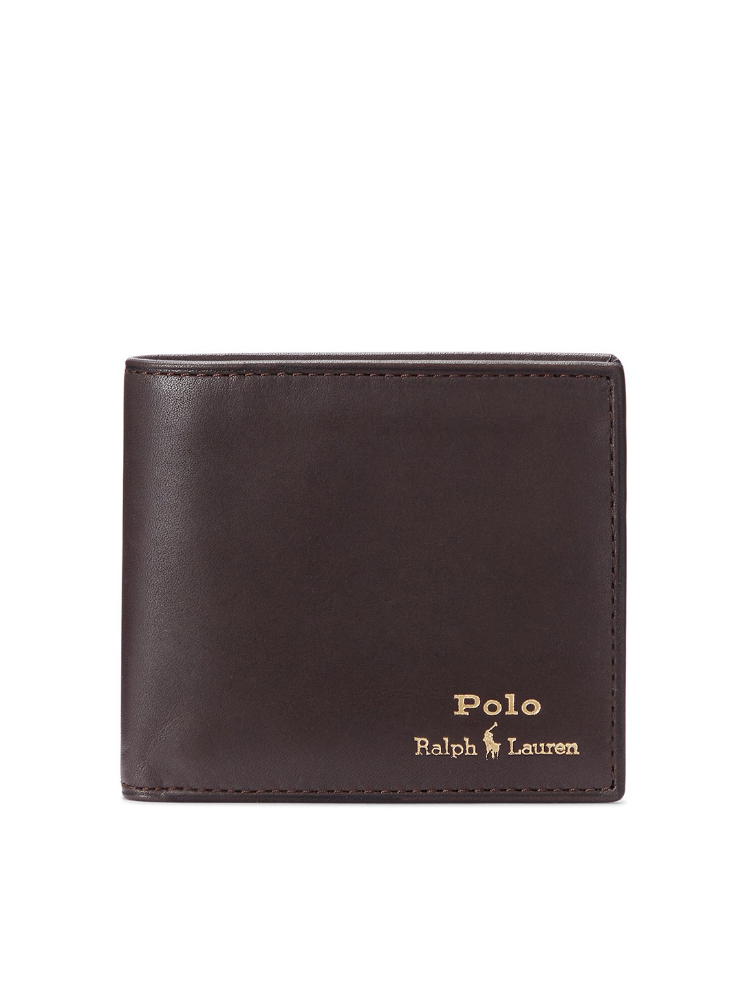 

Polo Ralph Lauren Men Brand Logo Printed Leather Billfold Two-fold Wallet, Brown