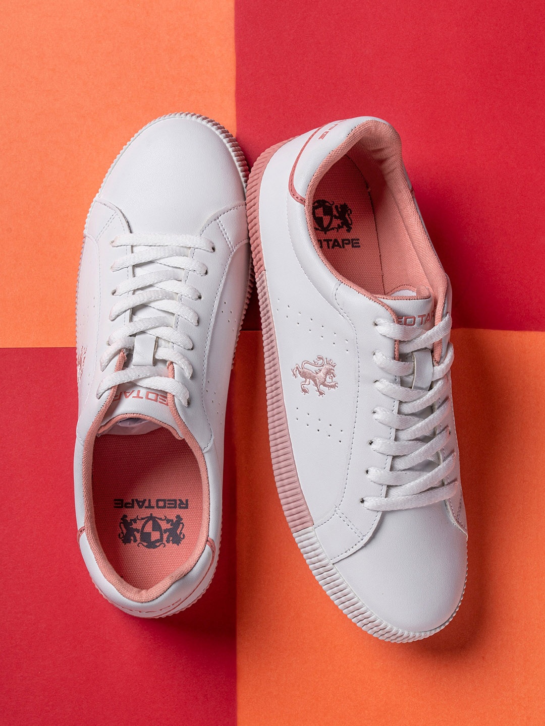 

Red Tape Women Perforated Logo Embroidered Sneakers, White