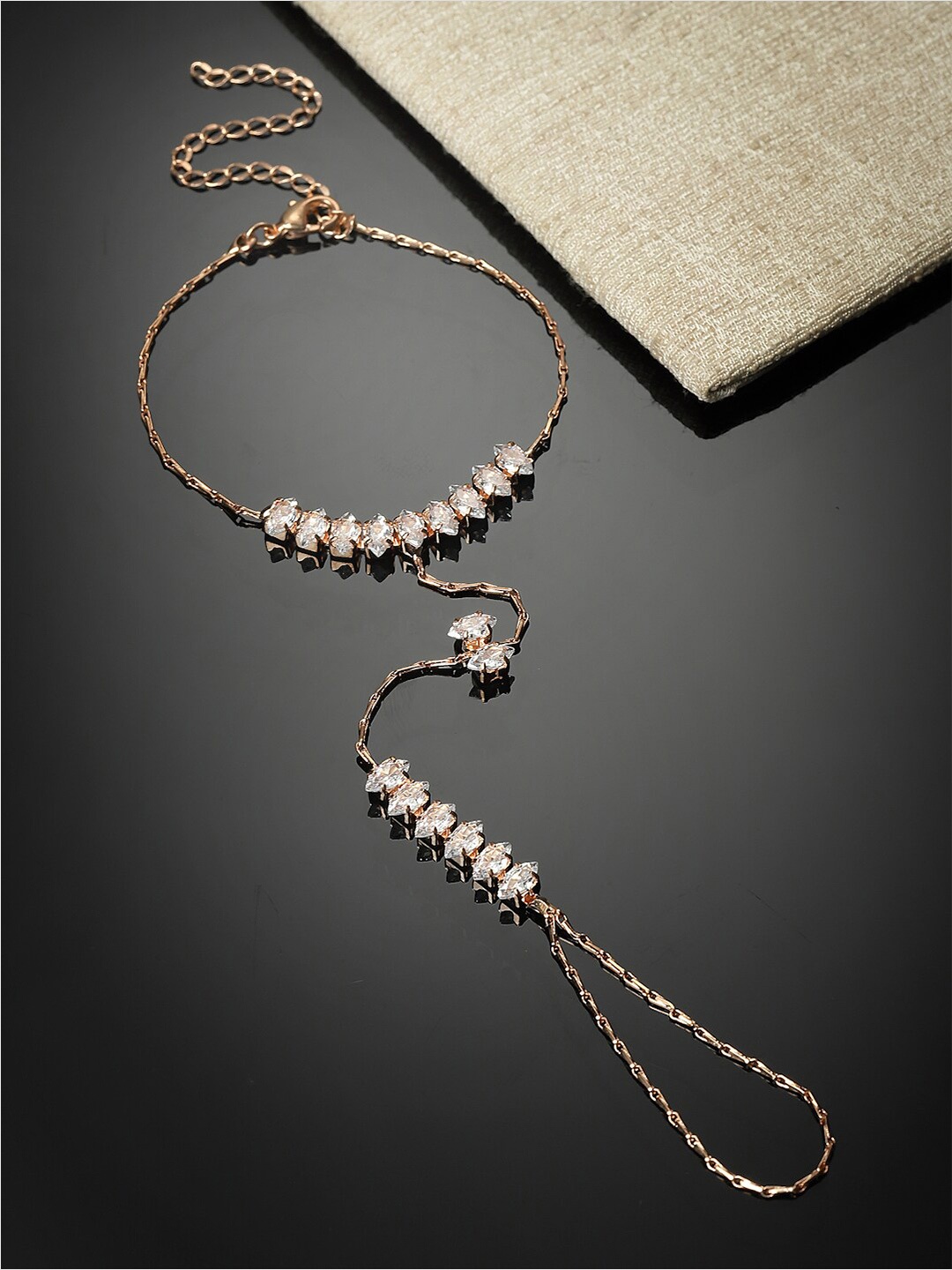 

Sanjog Gold-Plated Cubic Zirconia Ring Bracelet