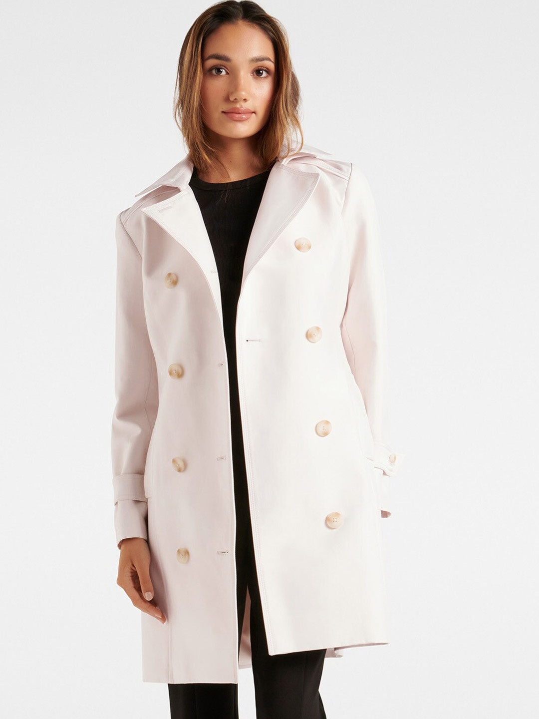 

Forever New Talea Petite Hooded Double-Breasted Trench Coat, Cream