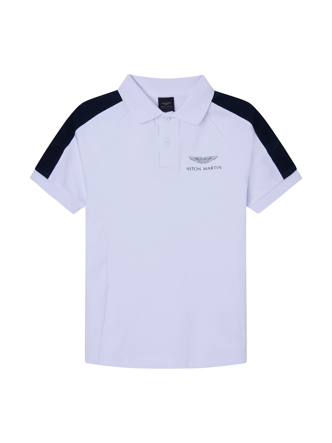 

HACKETT LONDON Boys Colourblocked Polo Collar Pure Cotton T-Shirt, White