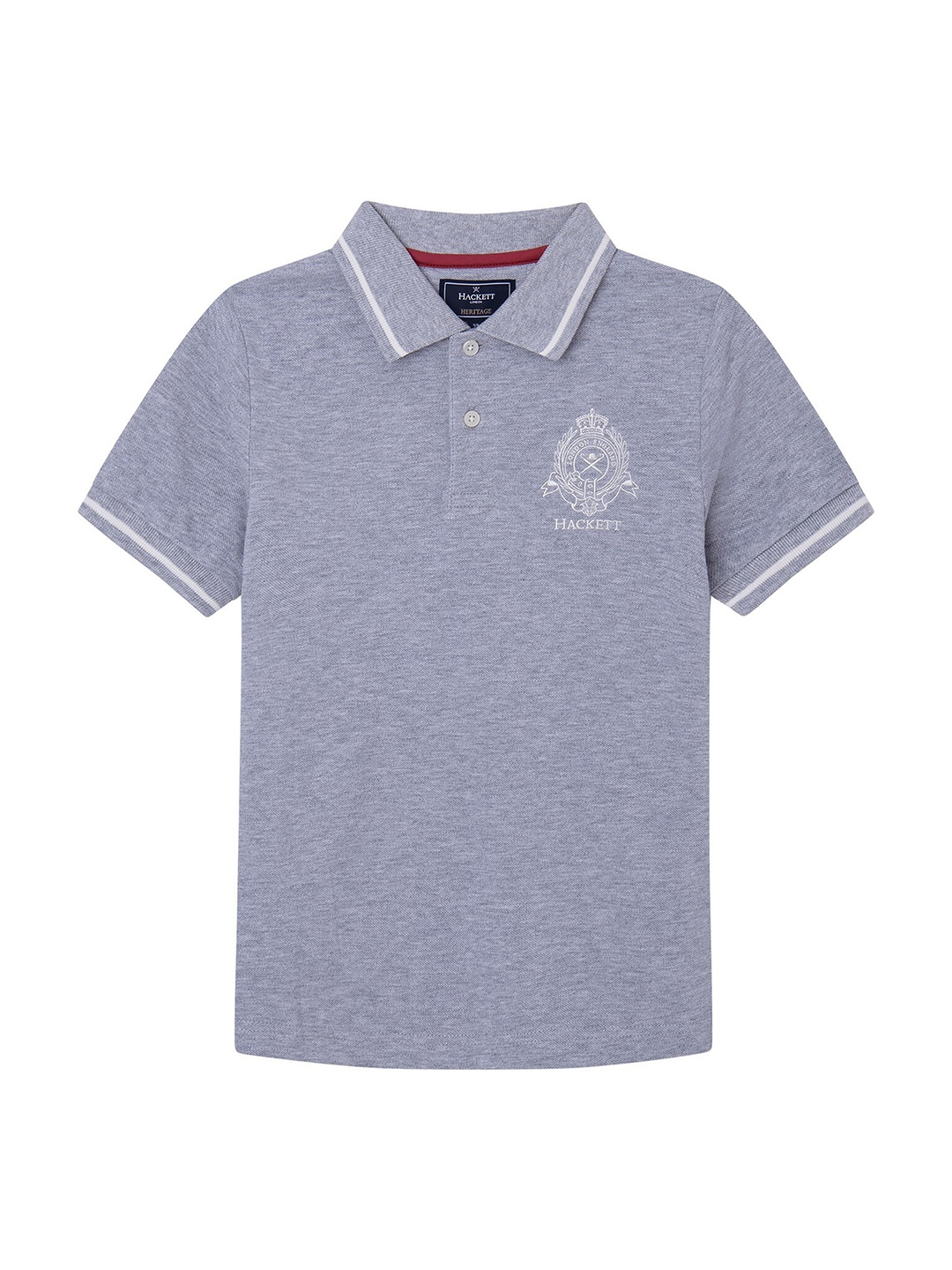 

HACKETT LONDON Boys Polo Collar Pure Cotton T-Shirt, Grey