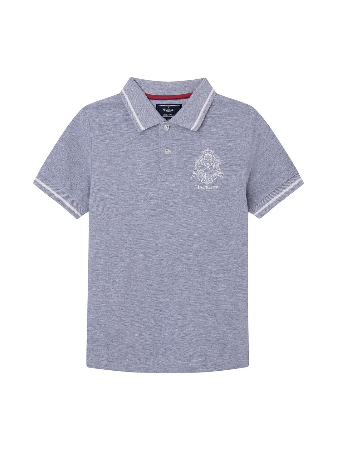 

HACKETT LONDON Boys Polo Collar Pure Cotton T-Shirt, Grey
