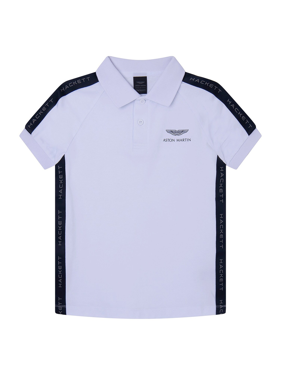 HACKETT LONDON Boys Typography Printed Polo Collar Pure Cotton T-shirt, Lavender