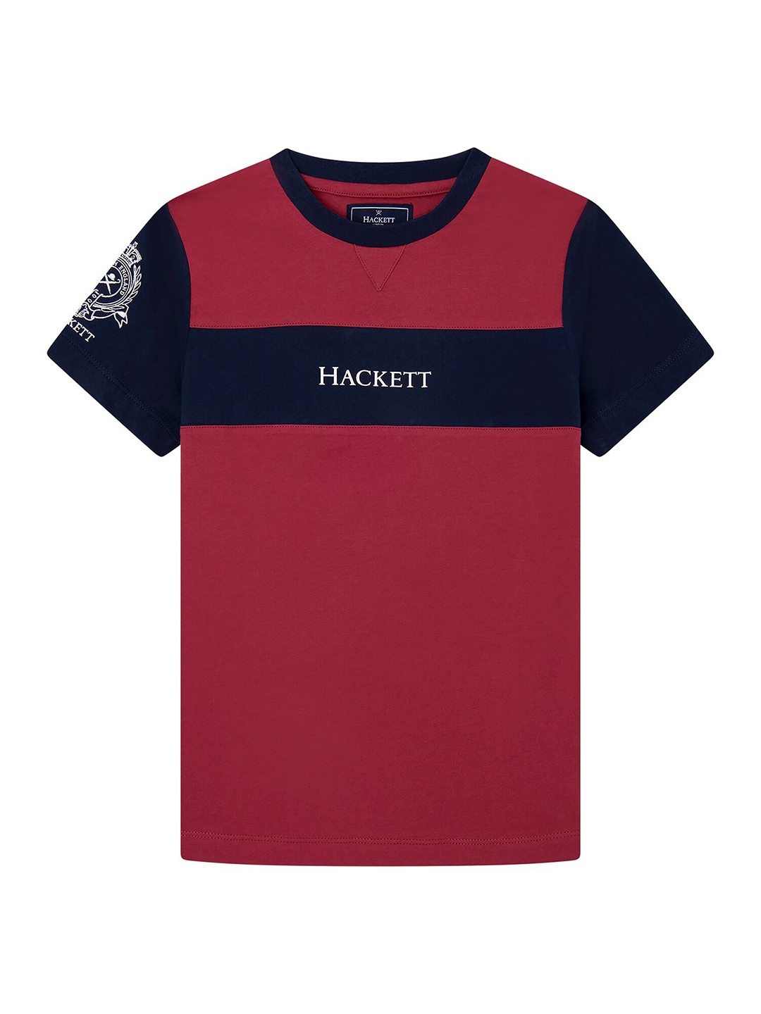 

HACKETT LONDON Boys Colourblocked Pure Cotton T-shirt, Red