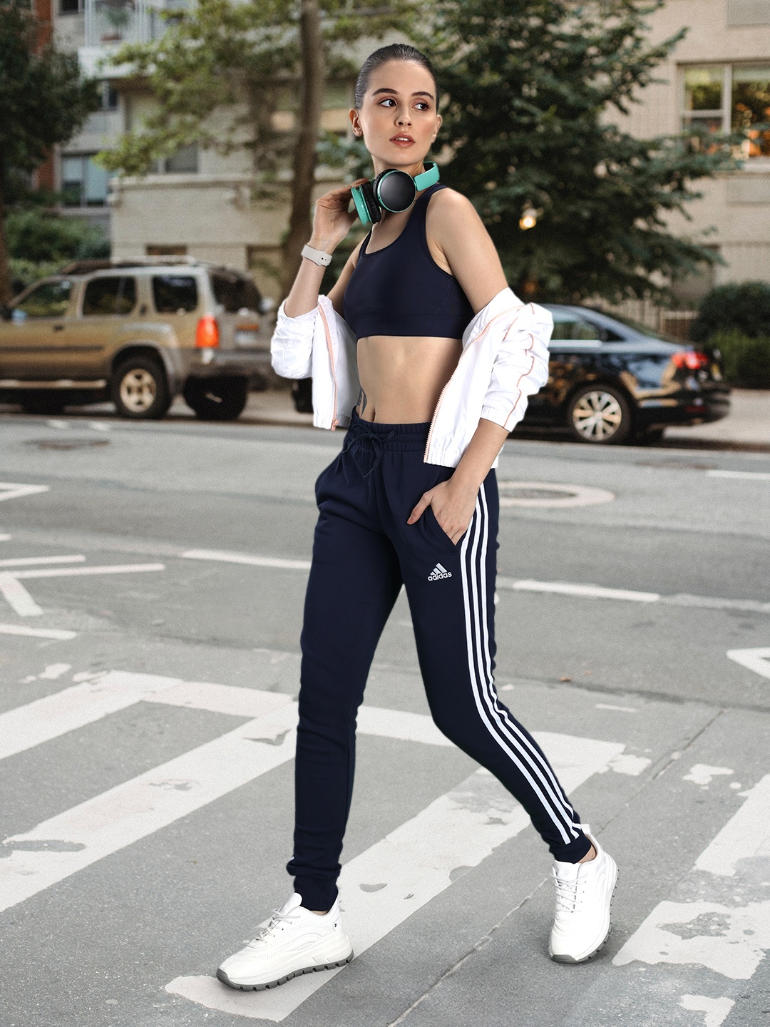 

ADIDAS Women Pure Cotton W 3S FT CF PT Joggers, Navy blue