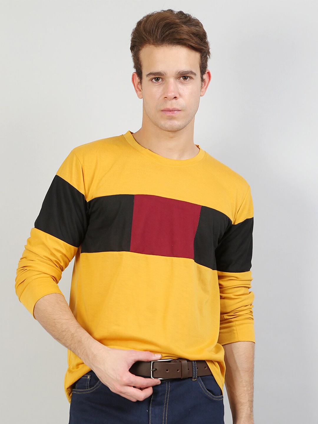 

Kushi Flyer Striped Cotton T-shirt, Mustard