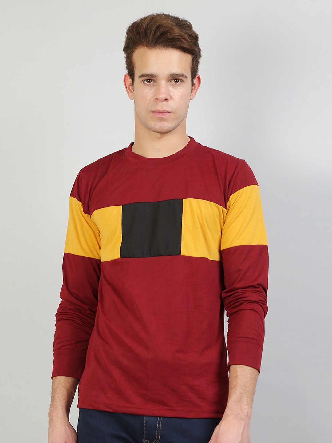 

Kushi Flyer Colourblocked Cotton T-Shirt, Maroon