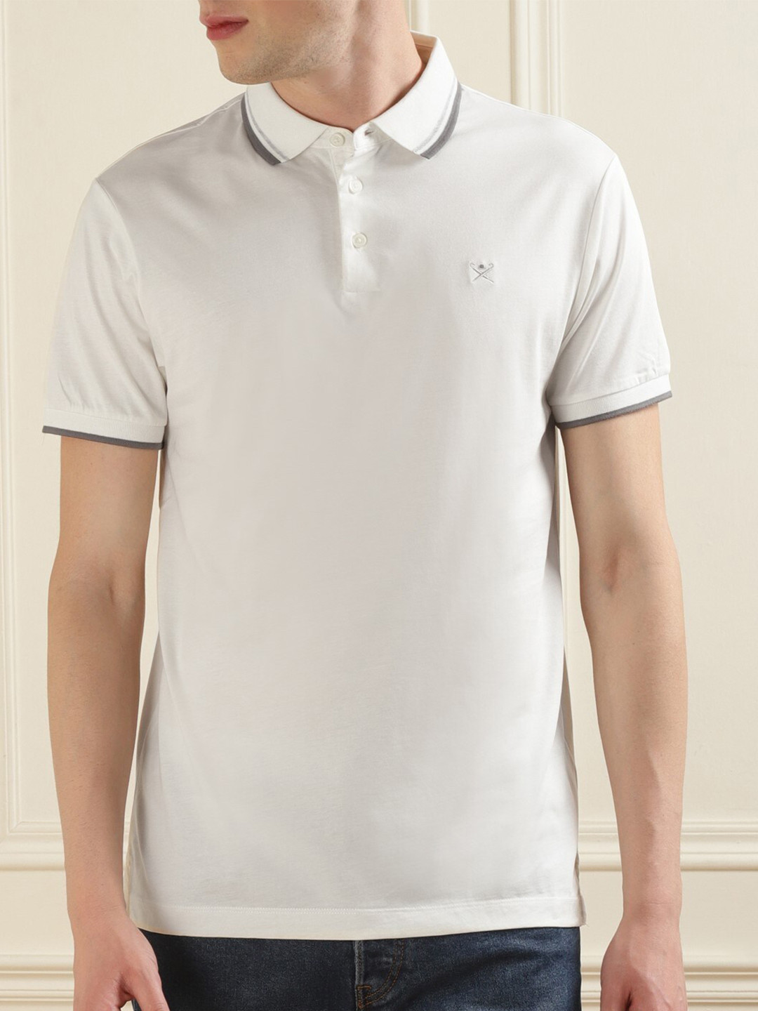 

HACKETT LONDON Polo Collar Pure Cotton T-Shirt, Off white