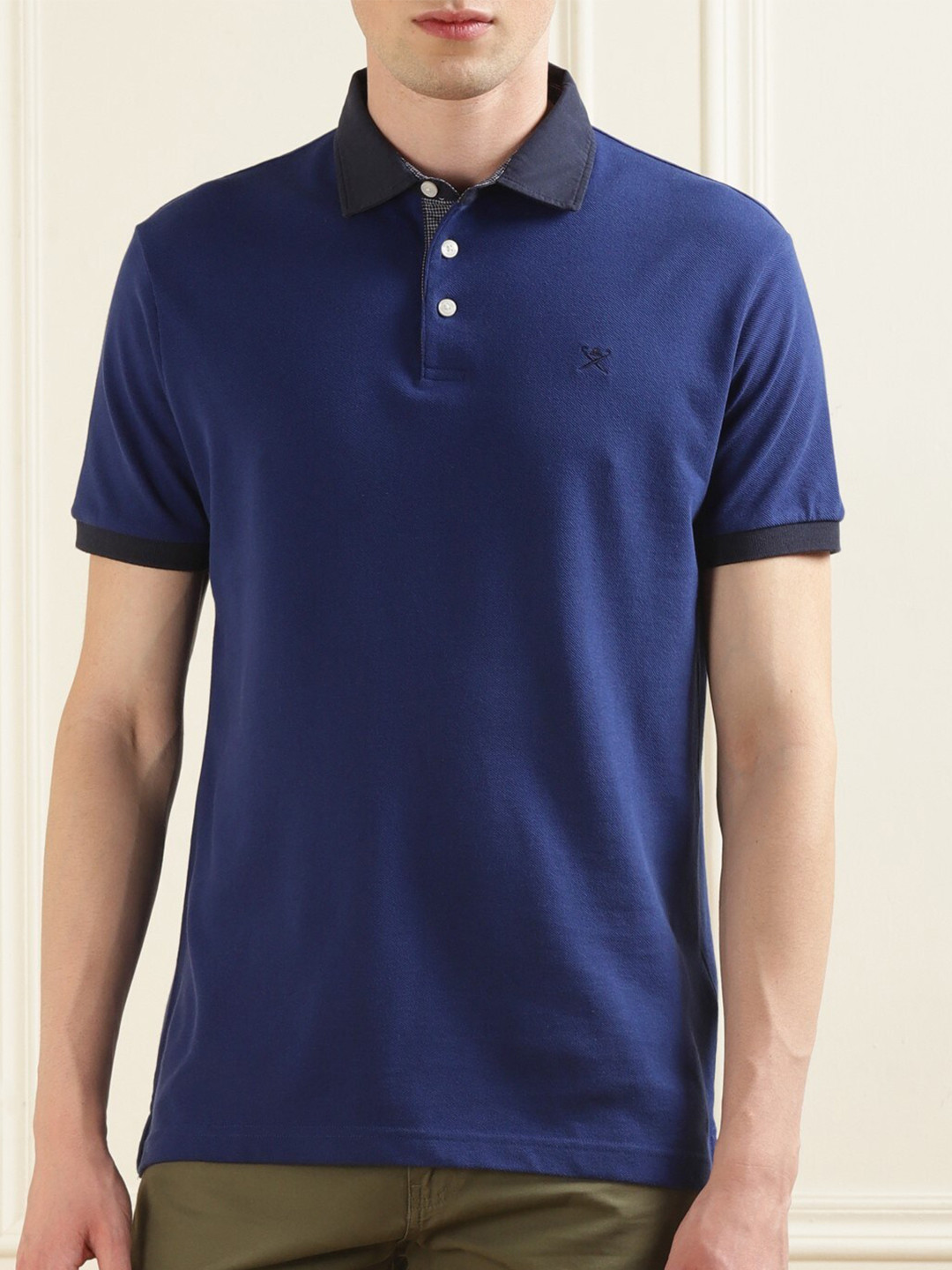 

HACKETT LONDON Polo Collar Pure Cotton T-Shirt, Navy blue