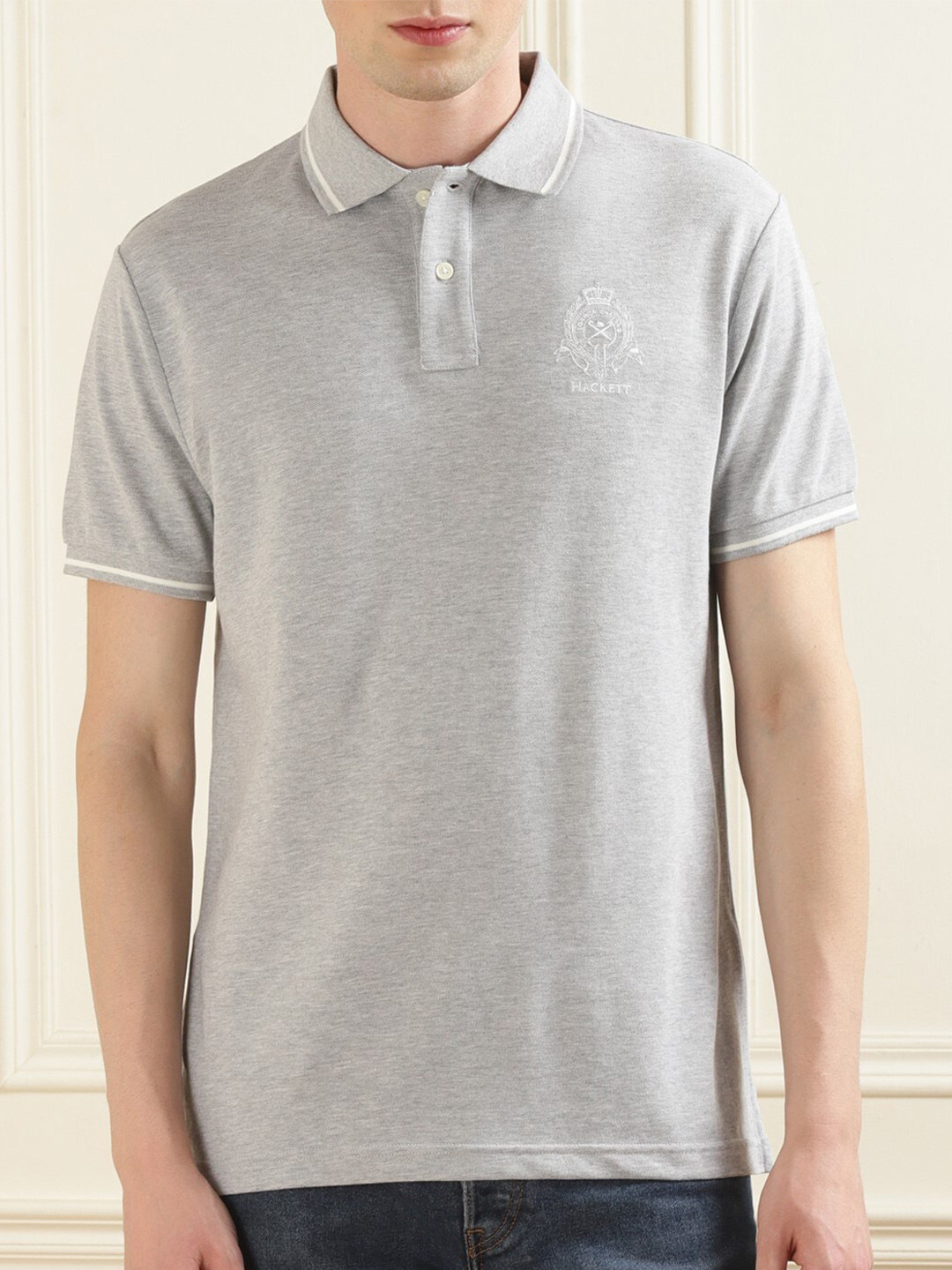 

HACKETT LONDON Polo Collar Pure Cotton Casual T-shirt, Grey