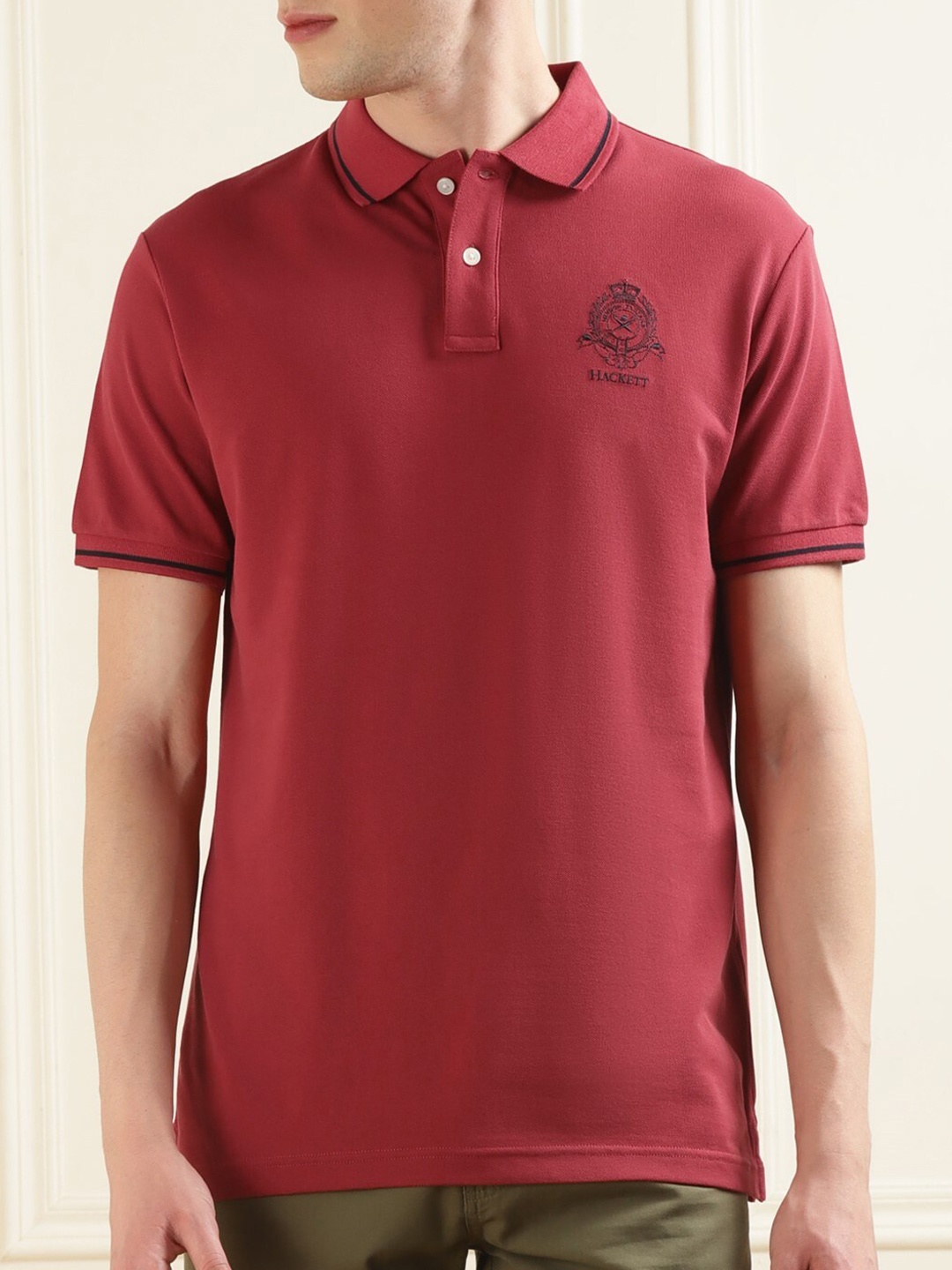 

HACKETT LONDON Polo Collar Pure Cotton T-Shirt, Maroon