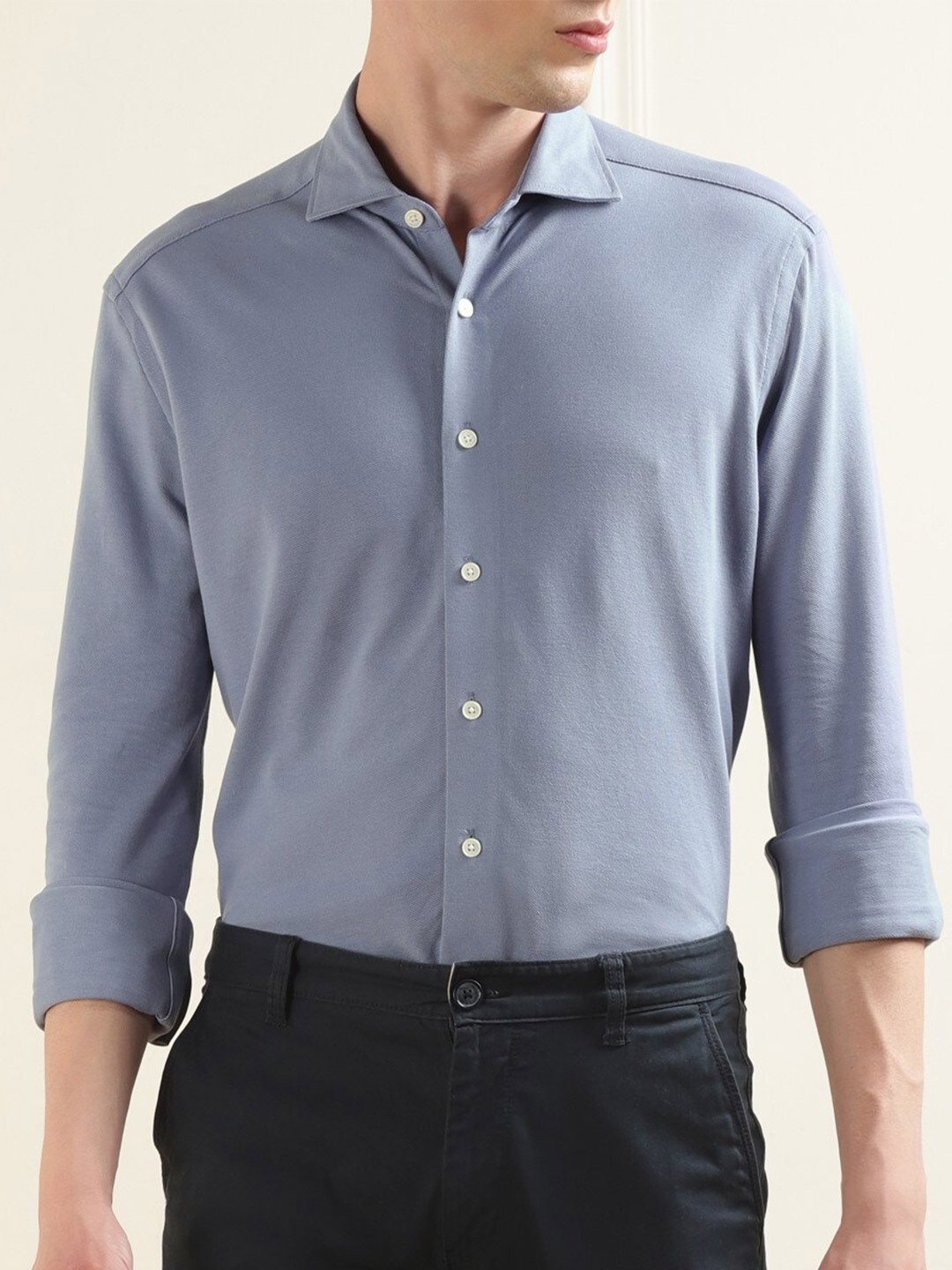 

HACKETT LONDON Cutaway Collar Long Sleeves Pure Cotton Formal Shirt, Grey